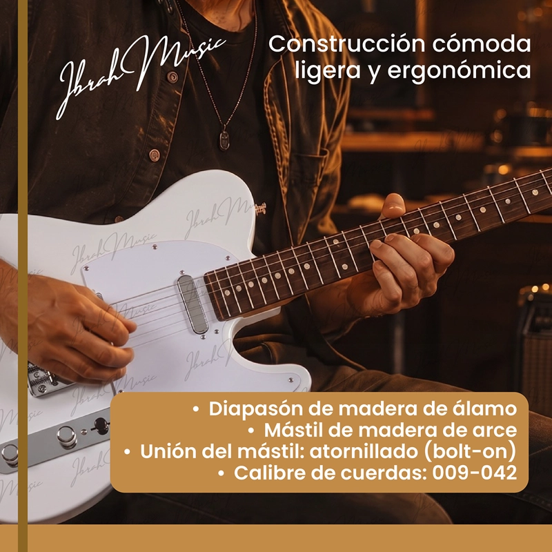 GUITARRA ELE CTRICA IBRAH TC STYLE BLANCA + AMPLIFICADOR KA20W + ACCESORIOS - 5
