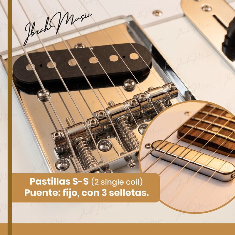 GUITARRA ELE CTRICA IBRAH TC STYLE BLANCA + AMPLIFICADOR KA20W + ACCESORIOS - 6