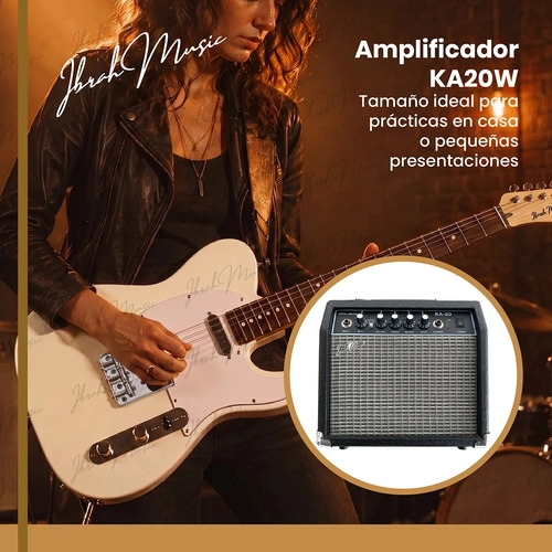 GUITARRA ELE CTRICA IBRAH TC STYLE BLANCA + AMPLIFICADOR KA20W + ACCESORIOS - 8