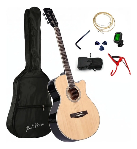 GUITARRA ELECTROACUSTICA 41 IBRAH MUSIC CAFE  EQ + ACCESORIOS - 1