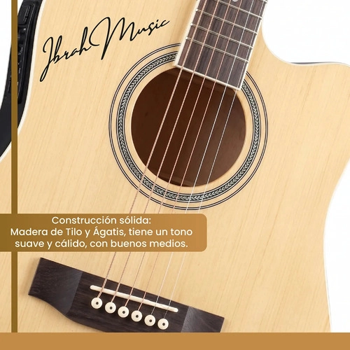 GUITARRA ELECTROACUSTICA 41 IBRAH MUSIC CAFE  EQ + ACCESORIOS - 4