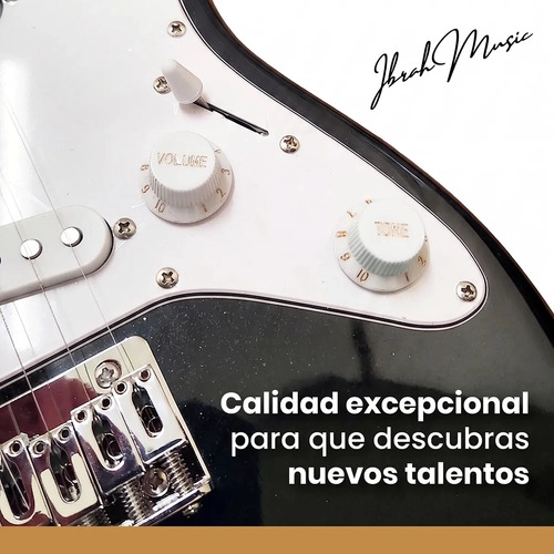 GUITARRA ELECTRICA NIÑO 30 IBRAH MUSIC NEGRO + AMPLIF + ACCESORIOS - 7