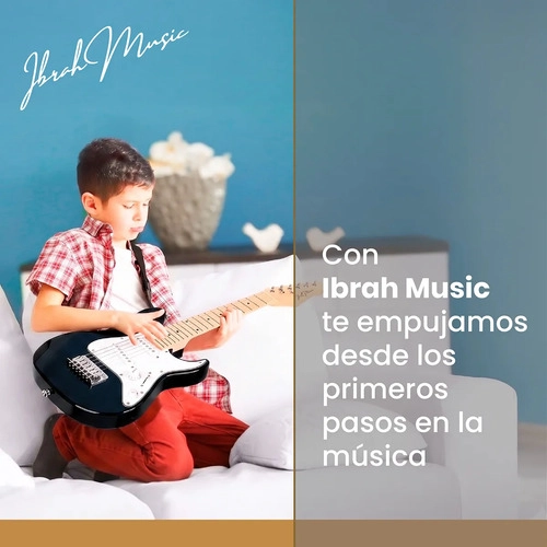 GUITARRA ELECTRICA NIÑO 30 IBRAH MUSIC NEGRO + AMPLIF + ACCESORIOS - 9