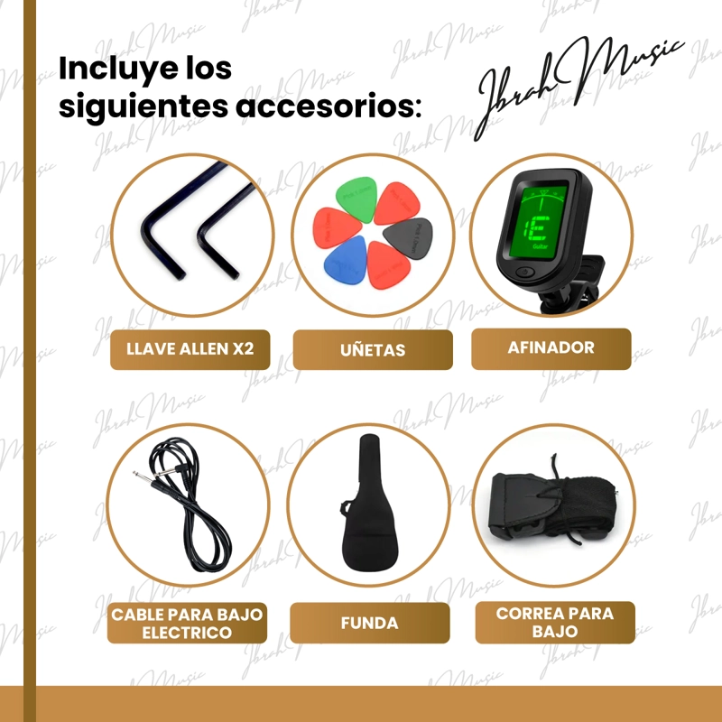 BAJO ELECTRICO IBRAH P-BASS 5 CUERDAS ROJO + AMPLIFICADOR PRA20W + ACCESORIOS - 5
