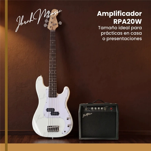 BAJO ELECTRICO IBRAH P-BASS 5 CUERDAS ROJO + AMPLIFICADOR PRA20W + ACCESORIOS - 9