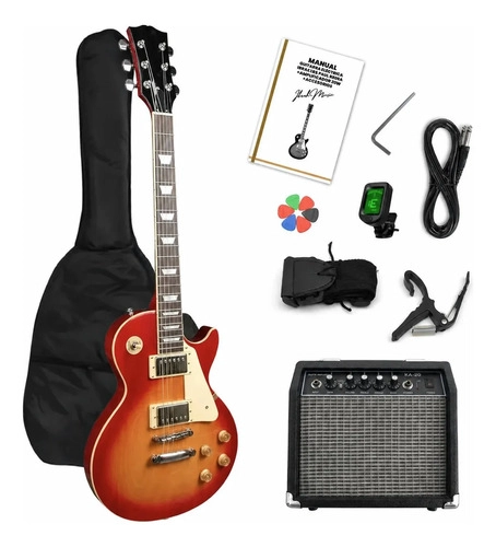 GUITARRA ELECTRICA IBRAH LES PAUL SUNBURST + AMPLIFICADOR KA20W + ACCESORIOS - 1