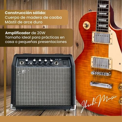 GUITARRA ELECTRICA IBRAH LES PAUL SUNBURST + AMPLIFICADOR KA20W + ACCESORIOS - 4