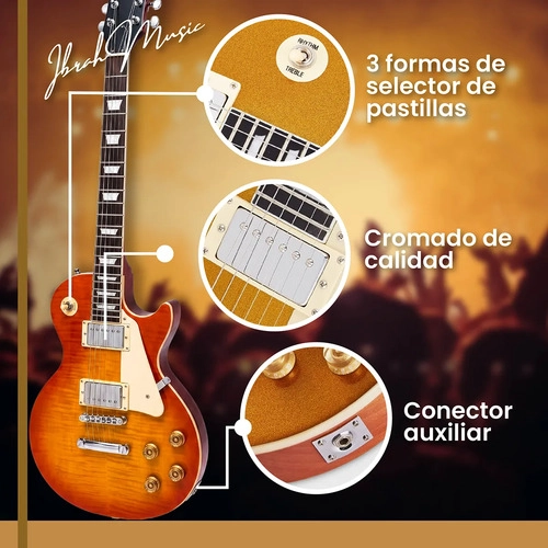 GUITARRA ELECTRICA IBRAH LES PAUL SUNBURST + AMPLIFICADOR KA20W + ACCESORIOS - 7