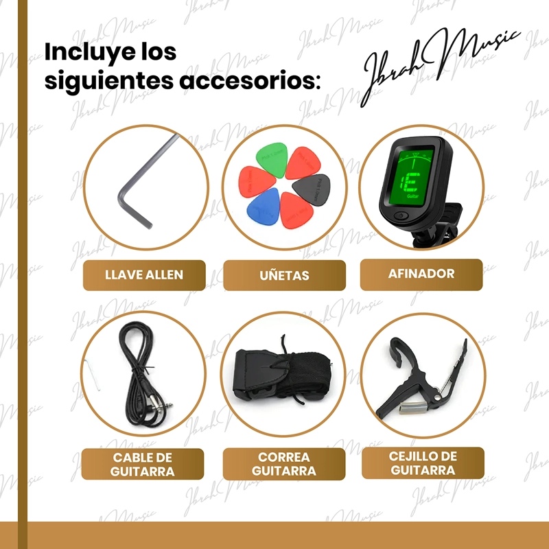 GUITARRA ELECTRICA IBRAH LES PAUL SUNBURST + AMPLIFICADOR KA20W + ACCESORIOS - 8
