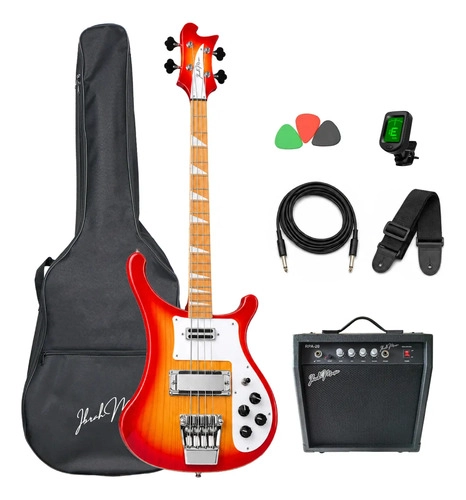 BAJO ELE CTRICO IBRAH RH 4 CUERDAS SUNBURST + AMPLIFICADOR PRA20W + ACC - 2