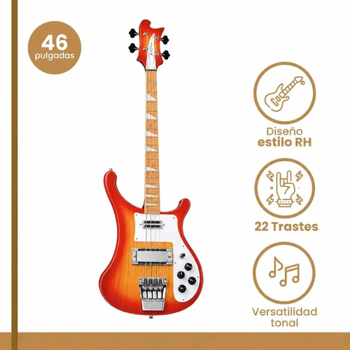 BAJO ELE CTRICO IBRAH RH 4 CUERDAS SUNBURST + AMPLIFICADOR PRA20W + ACC - 4