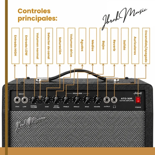 AMPLIFICADOR IBRAH MUSIC ATG-30 GUITARRA 30W NEGRO - 5