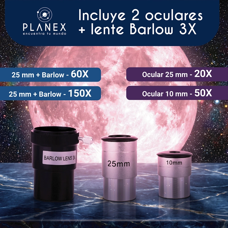 TELESCOPIO ASTRONOMICO MONOCULAR F50080 PLANEX + SOPORTE CELULAR - 5
