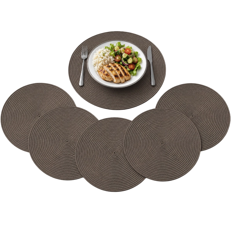 PACK X 6 INDIVIDUALES DE MESA CIRCULARES HOMELY COLOR CAFE - 1