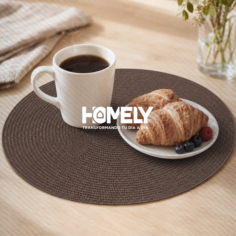 PACK X 6 INDIVIDUALES DE MESA CIRCULARES HOMELY COLOR CAFE - 10