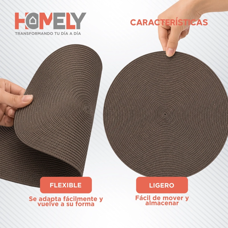 PACK X 6 INDIVIDUALES DE MESA CIRCULARES HOMELY COLOR CAFE - 6