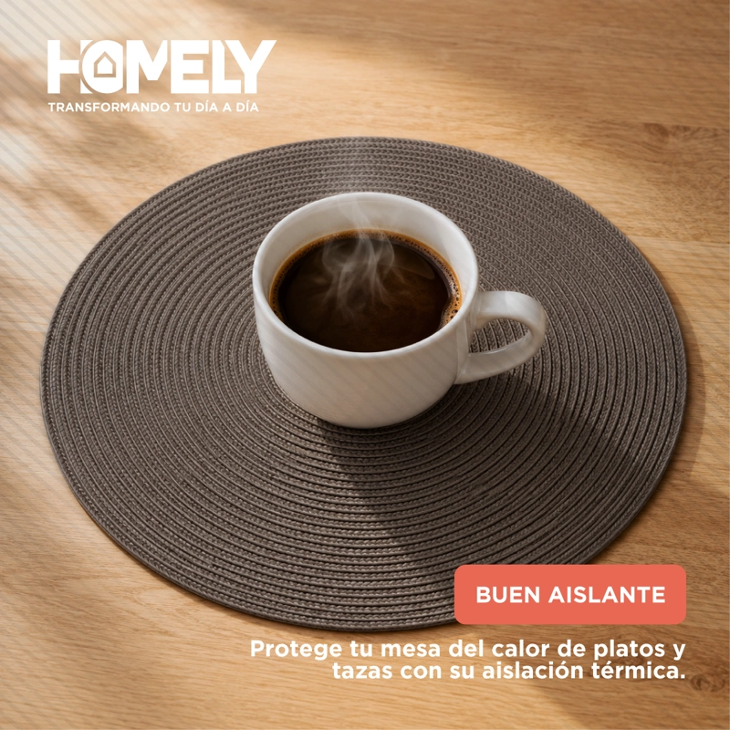 PACK X 6 INDIVIDUALES DE MESA CIRCULARES HOMELY COLOR CAFE - 8