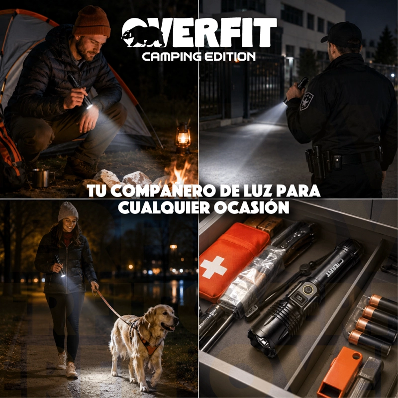LINTERNA LED OVERFIT LARGO ALCANCE BOLSILLO TACTICA POTENTE RECARGABLE - 10
