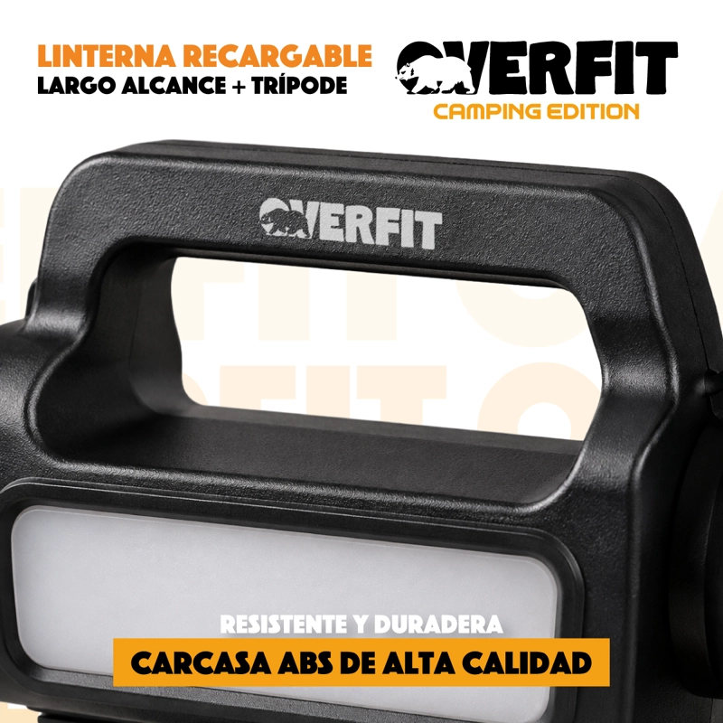 LINTERNA FOCO OVERFIT LARGO ALCANCE ULTRA POTENTE RECARGABLE + TRIPODE - 7