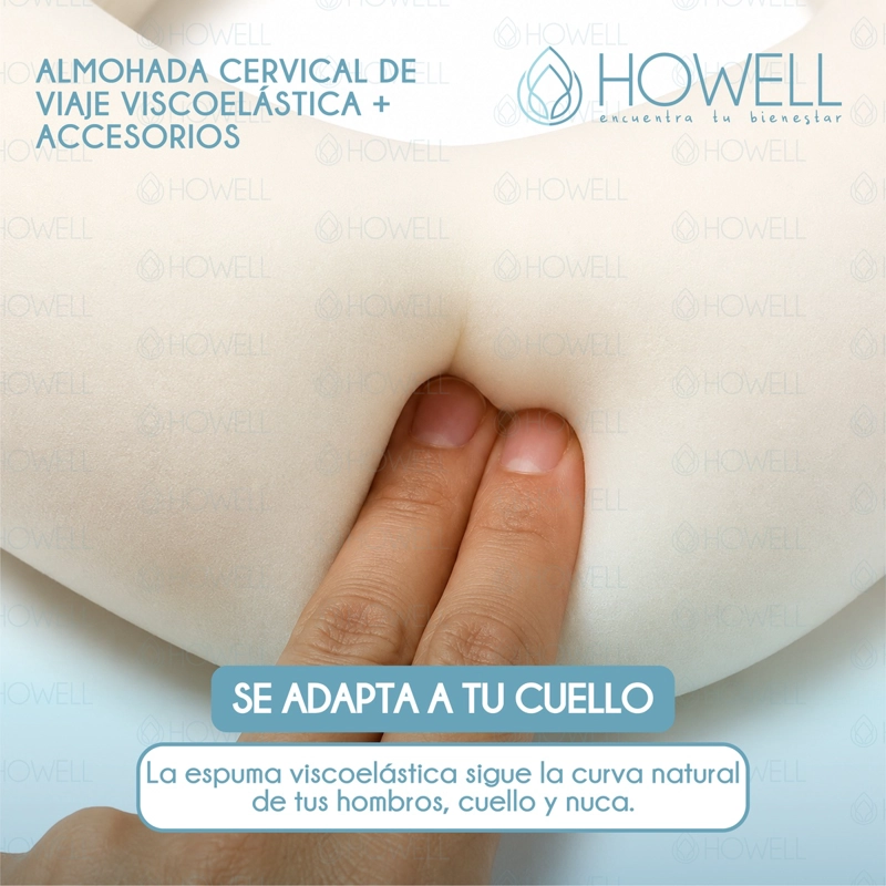 ALMOHADA DE VIAJE CERVICAL HOWELL VISCOELASTICA + ACCESORIOS - 6