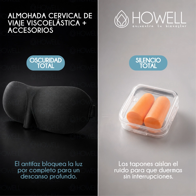 ALMOHADA DE VIAJE CERVICAL HOWELL VISCOELASTICA + ACCESORIOS - 9