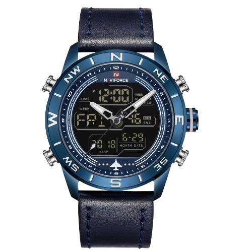 RELOJ HOMBRE NAVIFORCE AZUL CUERO ANALOGO DIGITAL. - 1