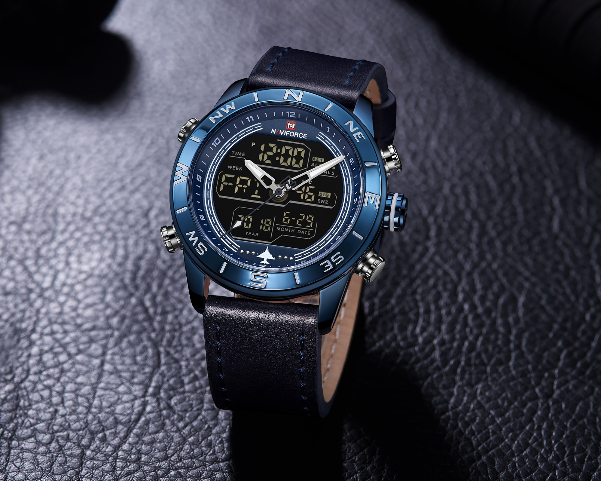 RELOJ HOMBRE NAVIFORCE AZUL CUERO ANALOGO DIGITAL. - 2