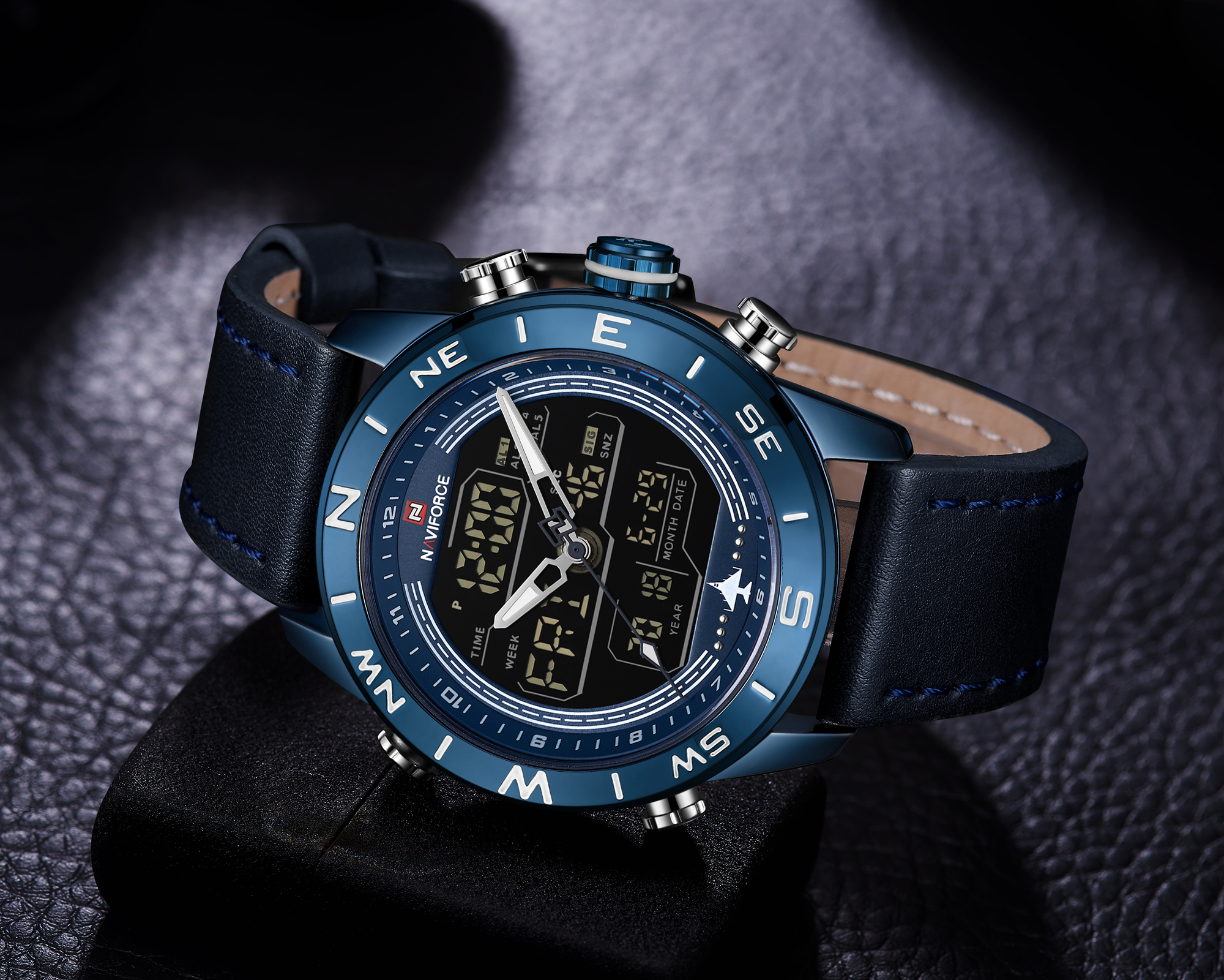 RELOJ HOMBRE NAVIFORCE AZUL CUERO ANALOGO DIGITAL. - 3