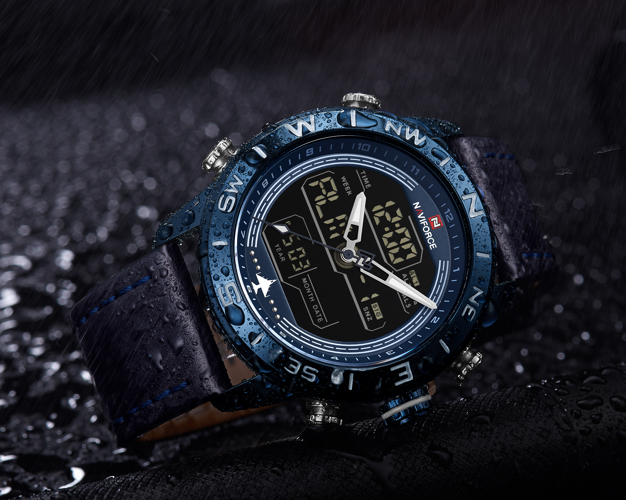 RELOJ HOMBRE NAVIFORCE AZUL CUERO ANALOGO DIGITAL. - 4
