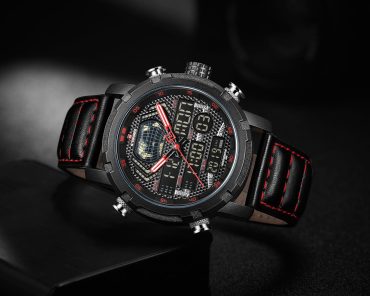 RELOJ HOMBRE NAVIFORCE CUERO ANALOGO DIGITAL NEGRO/ROJO. - 3