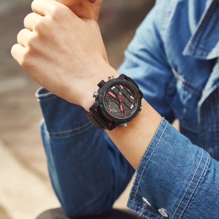 RELOJ HOMBRE NAVIFORCE CUERO ANALOGO DIGITAL NEGRO/ROJO. - 4