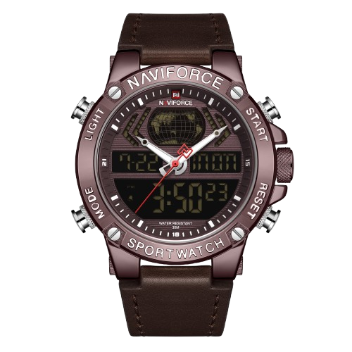 RELOJ HOMBRE NAVIFORCE MORADO CUERO  MORADO ANALOGO DIGITAL9164 MORADO . - 1