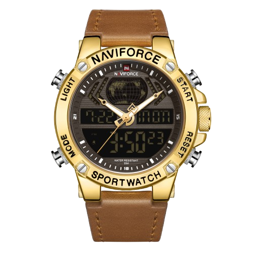 RELOJ HOMBRE NAVIFORCE CAFE/DORADO ANALOGO DIGITAL. - 1