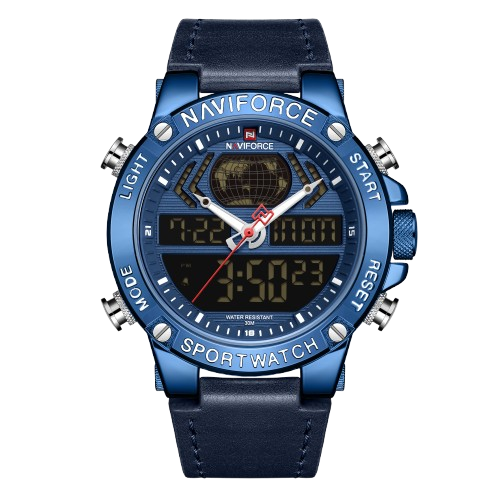 RELOJ HOMBRE NAVIFORCE AZUL CUERO ANALOGO DIGITAL - 1