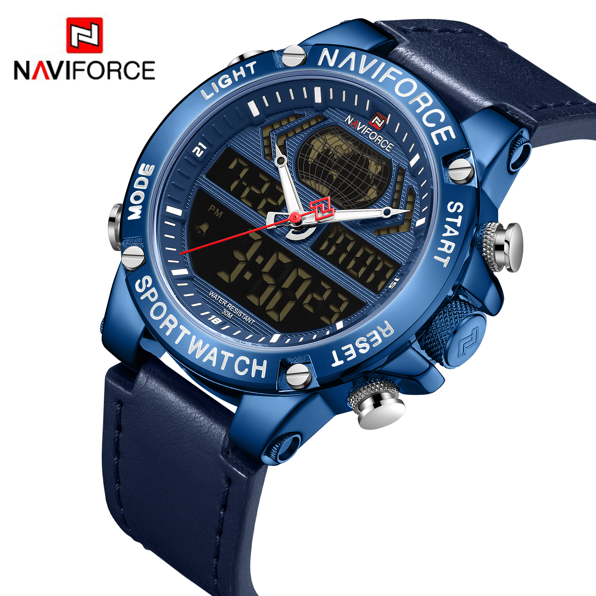 RELOJ HOMBRE NAVIFORCE AZUL CUERO ANALOGO DIGITAL - 2
