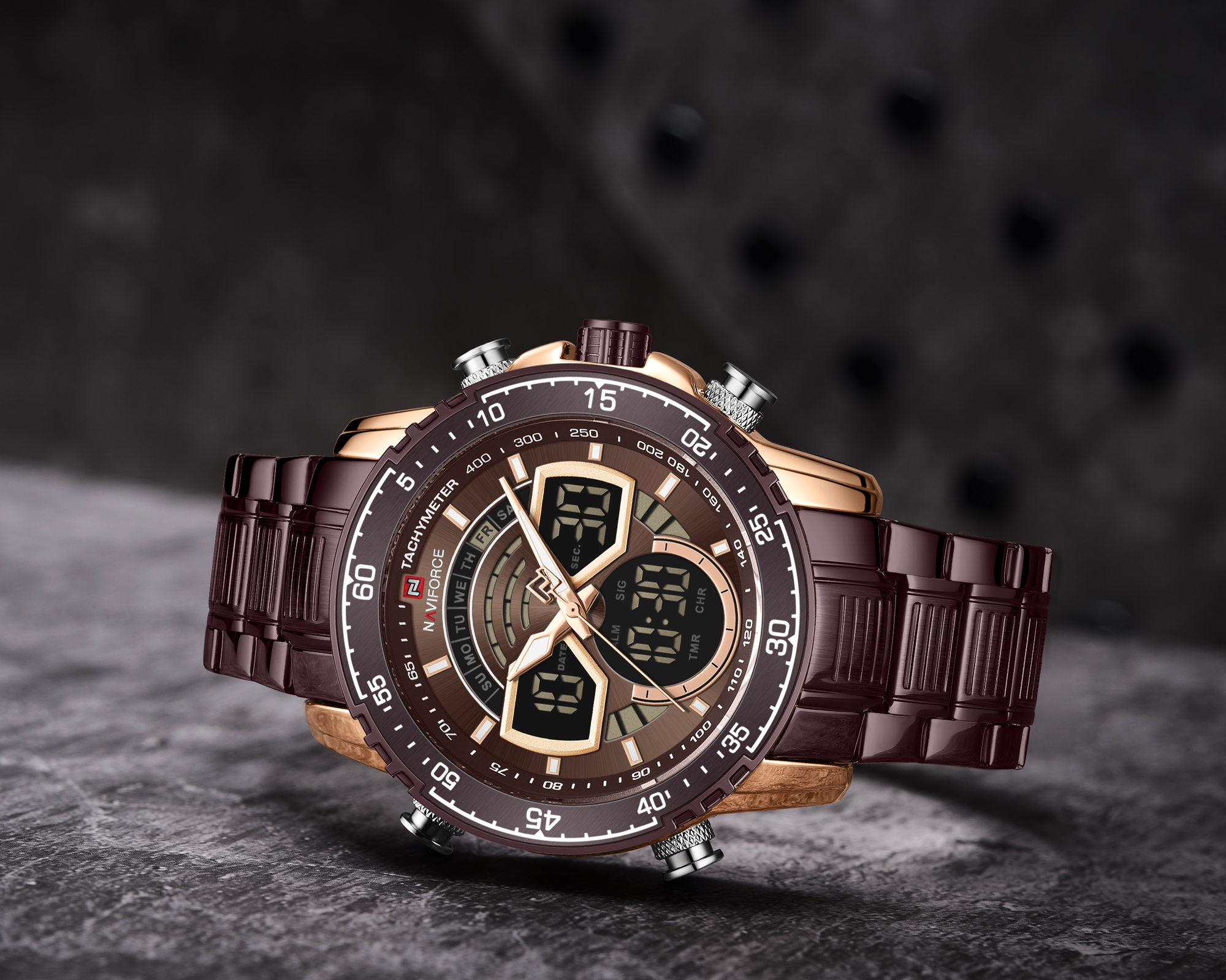 RELOJ HOMBRE NAVIFORCE CAFE /BRONCE ANALOGO DIGITAL. - 2