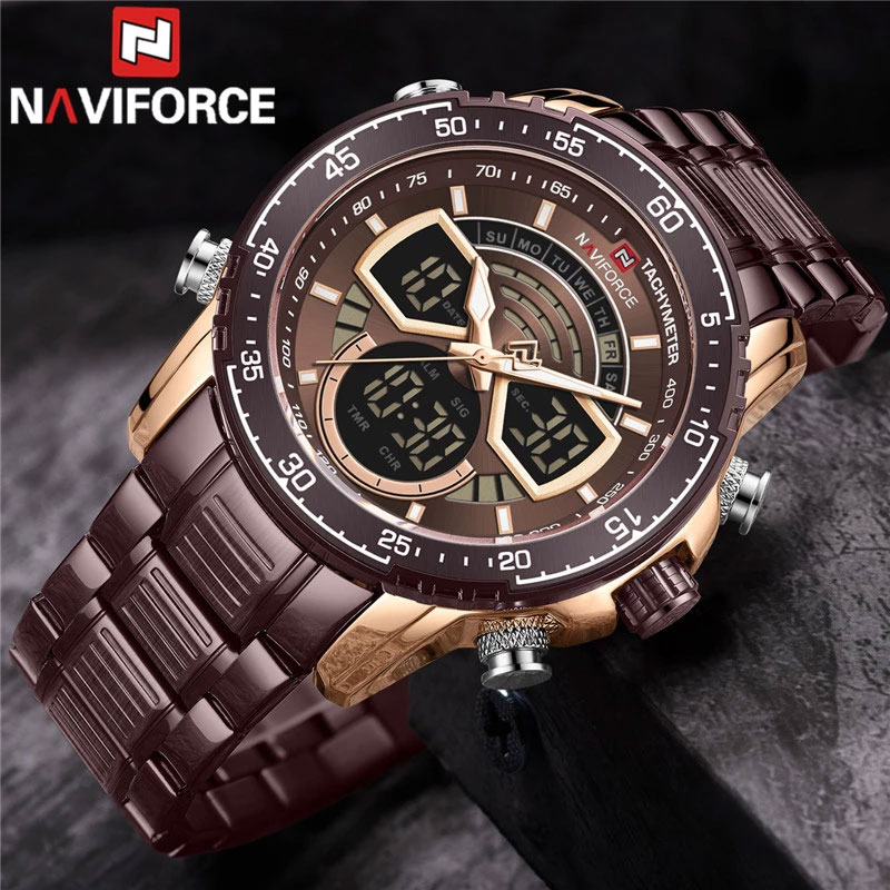 RELOJ HOMBRE NAVIFORCE CAFE /BRONCE ANALOGO DIGITAL. - 3