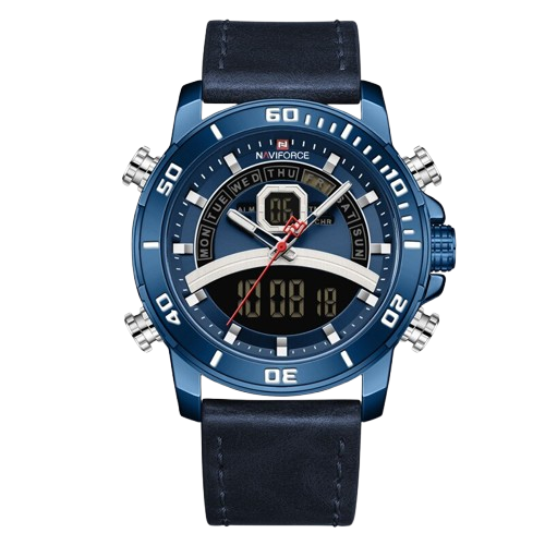 RELOJ HOMBRE NAVIFORCE AZUL ANALOGO DIGITAL CUERO. - 1