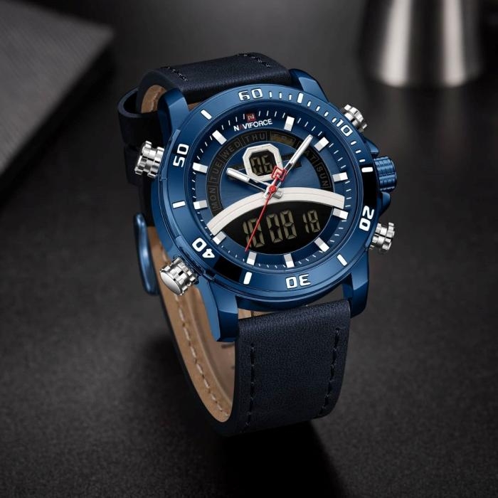 RELOJ HOMBRE NAVIFORCE AZUL ANALOGO DIGITAL CUERO. - 2