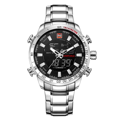 RELOJ HOMBRE NAVIFORCE PLATEADO ANALOGO DIGITAL . - 1