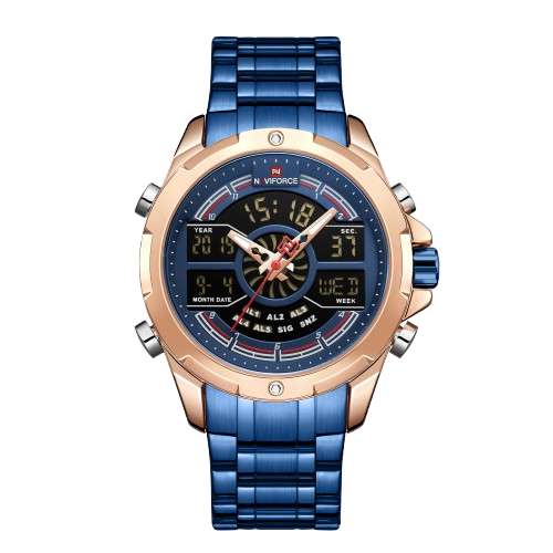 RELOJ HOMBRE NAVIFORCE AZUL ACERO ANALOGO DIGITAL. - 1