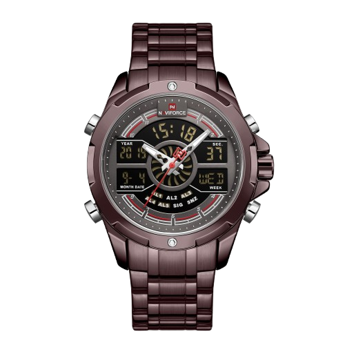 RELOJ HOMBRE NAVIFORCE MORADO ANALOGO DIGITAL ACERO. - 1