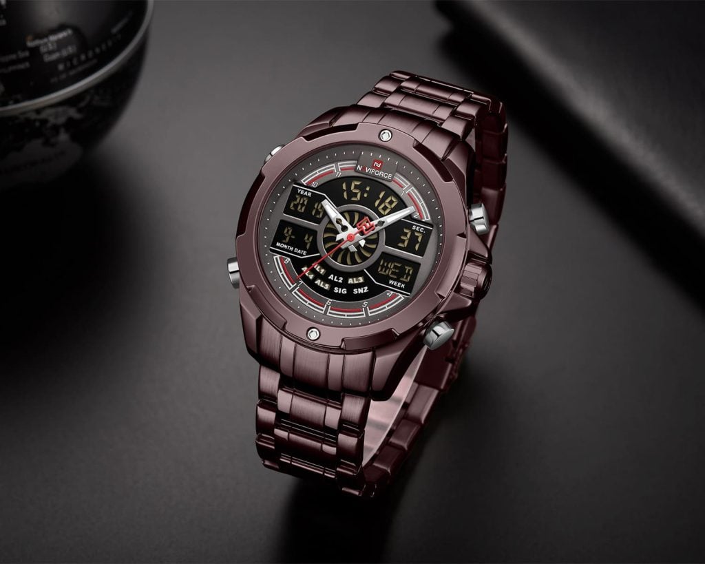 RELOJ HOMBRE NAVIFORCE MORADO ANALOGO DIGITAL ACERO. - 3