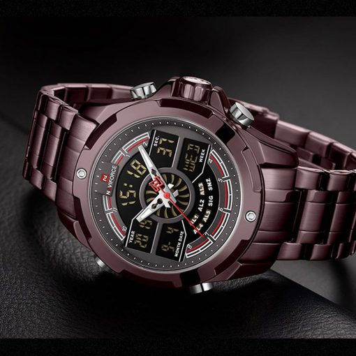 RELOJ HOMBRE NAVIFORCE MORADO ANALOGO DIGITAL ACERO. - 4