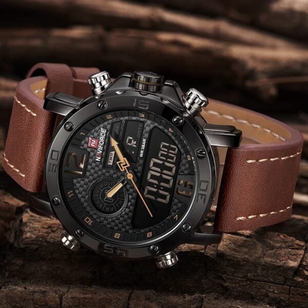 RELOJ HOMBRE NAVIFORCE CUERO CAFE ANALOGO DIGITAL. - 3