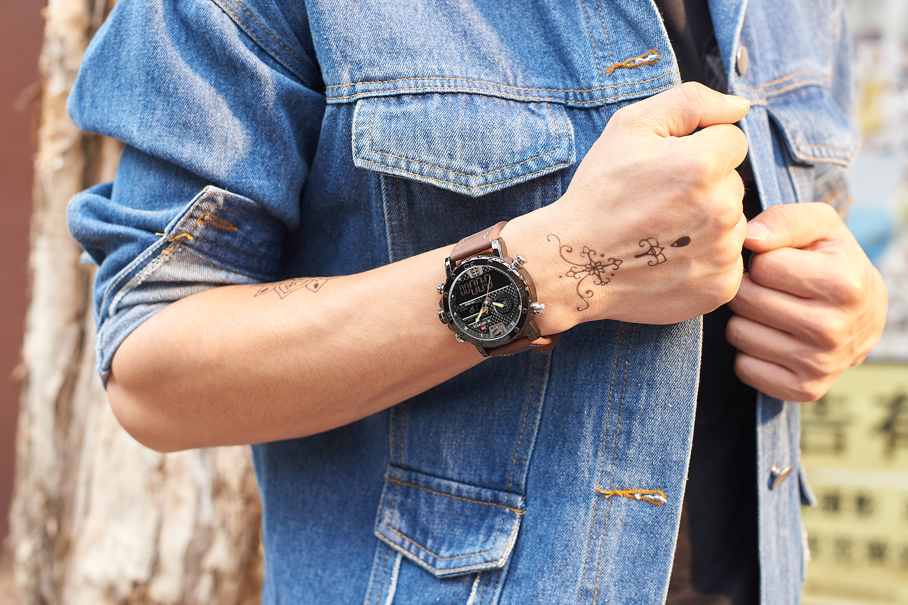 RELOJ HOMBRE NAVIFORCE CUERO CAFE ANALOGO DIGITAL. - 4