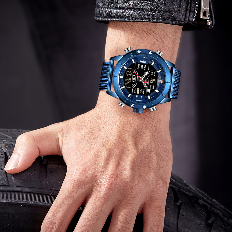 RELOJ HOMBRE NAVIFORCE AZUL ANALOGO DIGITAL MALLA ACERO. - 5