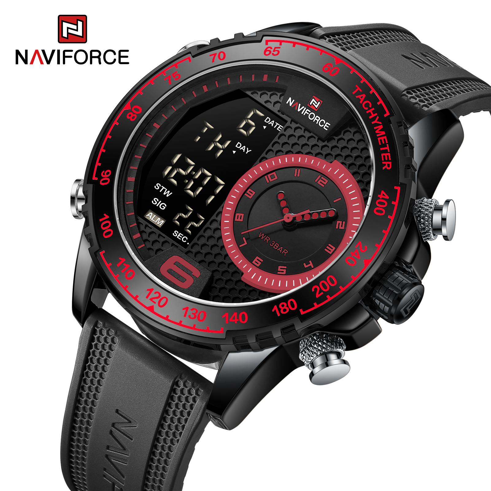 RELOJ HOMBRE NAVIFORCE DE SILCONA ANALOGO DIGITAL LED. - 2