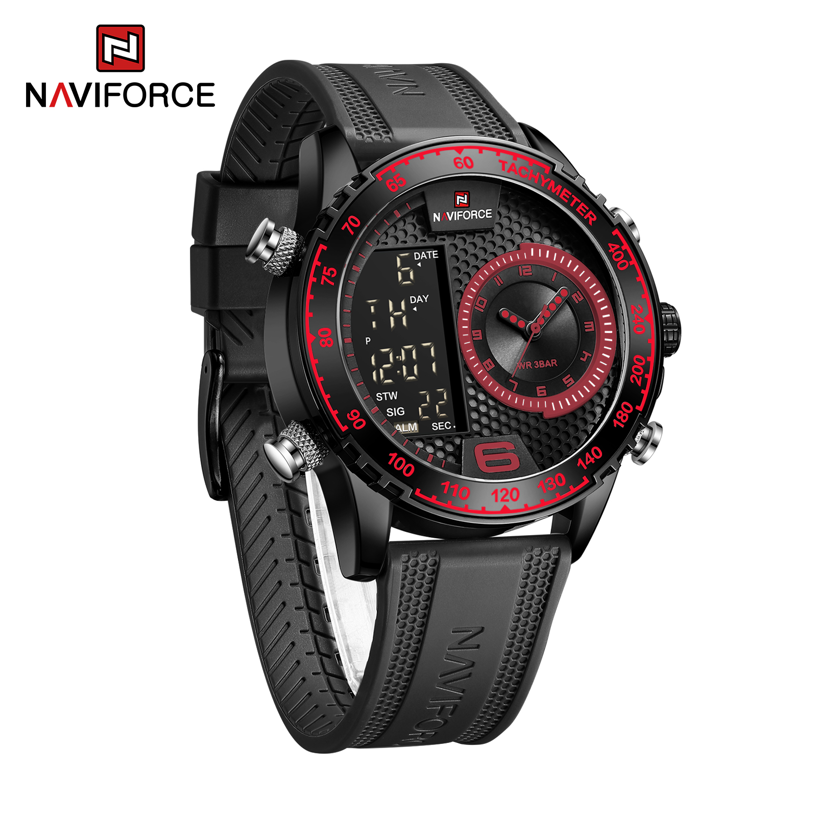 RELOJ HOMBRE NAVIFORCE DE SILCONA ANALOGO DIGITAL LED. - 3
