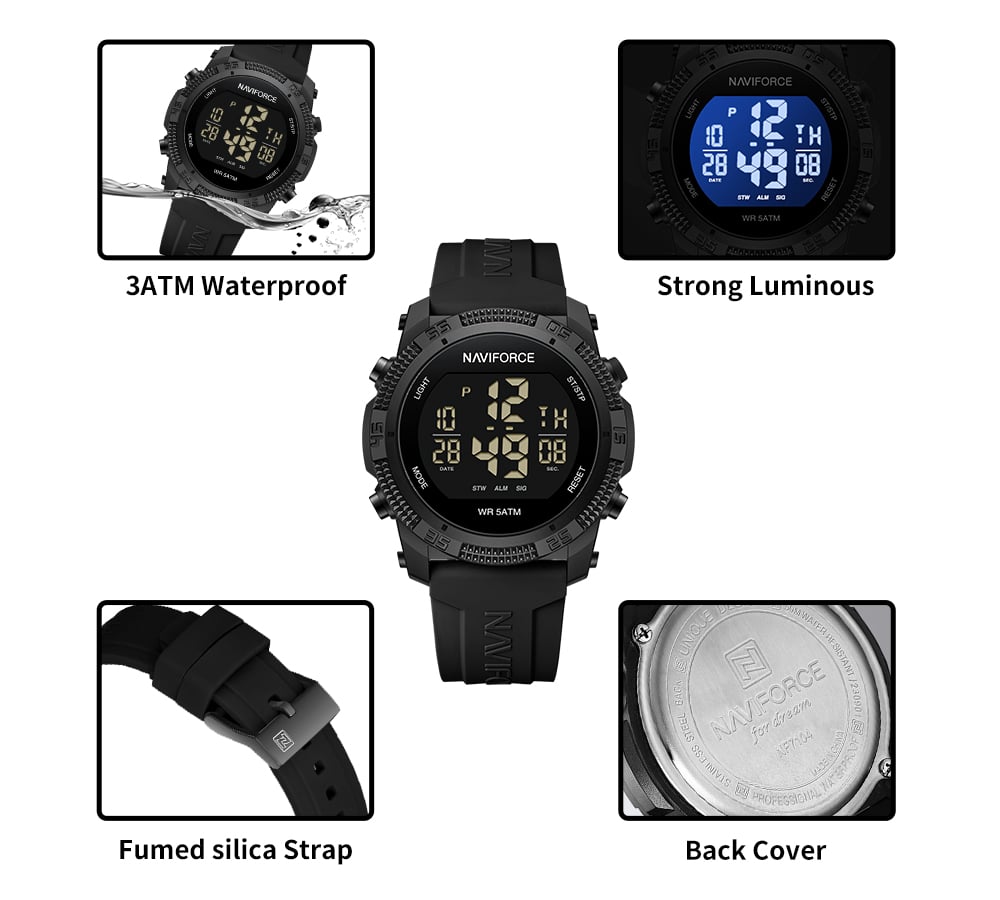 RELOJ HOMBRE NAVIFORCE DIGITAL LED EN COLOR NEGRO. - 4
